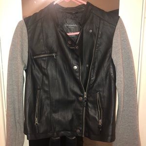 Aeropostale faux leather jacket w/ cotton sleeves